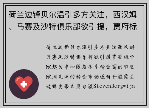 荷兰边锋贝尔温引多方关注，西汉姆、马赛及沙特俱乐部欲引援，贾府标价欧起