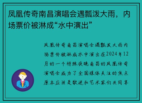 凤凰传奇南昌演唱会遇瓢泼大雨，内场票价被淋成“水中演出”